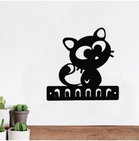 Resim Dekoratif Metal siyah Anahtar Askılığı Kedi Figürlü Askılık Duvar Kapı Askılık Siyah 