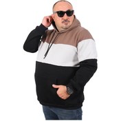 Resim Mocgrande Büyük Beden Parçalı Kapüşonlu Sweat 22736 Taba 