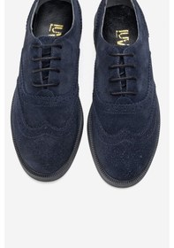 Resim Luvishoes Avra Lacivert Süet Hakiki Deri Kadın Oxford Ayakkabı Lacivert 