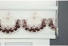 Resim BLINDX Blind-X Mürdüm Çift Mekanizmalı Kadife Menekşe Nakışlı Tül Stor Perde (Dayanıklı Alüminyum Kasa),Mürdüm 90 X 90 