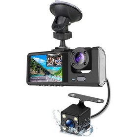 Resim Samdoo 3 Kameralı Araç Kayıt Cihazı: Ön, Arka Ve İç Görüntü 1080p+720p+480p Gece Görüşlü Otomobil Güvenlik Kamerası 
