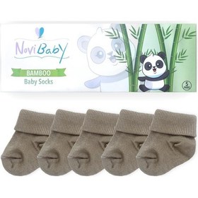 Resim Novibaby 5'li Bambu Yenidoğan Bebek Çorabı I Beige I 0-6 ay "Karışık Renkli" 