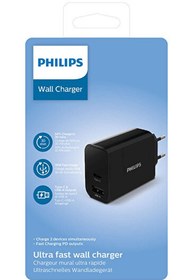Resim Philips DLP2621/12 1 USB-A & 1 USB-C 30W Şarj Adaptörü Siyah 