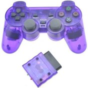 Resim Şeffaf Mor-kablosuz Bluetooth Denetleyici Şeffaf Renkli Gamepad Sony Ps2 2.4g Plastation 2 Joystick Için Titreşim Kontrolü 