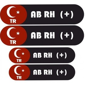 Resim Kan Grubu Kask Etiketi 4 Parça Ab Rh + Etiket Sticker 
