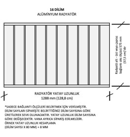 Resim Alurad Alüminyum Panel Radyatör Klasik 600X16 Dilim Ral 9010 Radyatör 