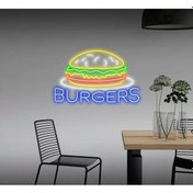 Resim Twins Led Burgers Yazılı Ve Şekilli Neon Tabela Mavi Model:model:63913366 Mavi 