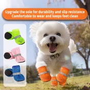 Resim 4 adet Ayarlanabilir Yumuşak Tabanlı File Köpek Ayakkabısı, Tüm Mevsimler Koruyucu Pet Ayakkabıları ile Kolay Kapatma - Nefes Alabilen Polyester Malzeme, Küçükten Orta Irklara Uygun, Turuncu, Mavi, Yeşil, Siyah, Kırmızı, Turuncu, Pati Koruyucuları 