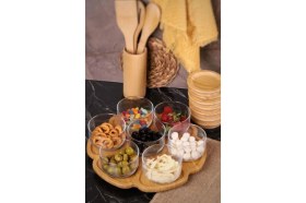 Resim Bambum Duo - 7'li Dönen Tepsili Bambu Silikonlu Kapaklı Hava Aldırmaz Cam Kahvaltılık 300 ml 