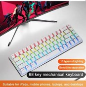 Resim K68 Kabolu Mekanik Klavye Microsoft Windows Ve Ios Sistemi Için 10 Çeşit Beyaz Mavi Anahtar 