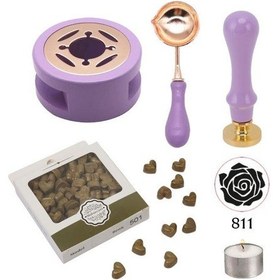 Resim Davetiye Mum Mühürü Uygulama Seti Lavanta Renk 811 Gül Desen 