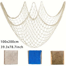 Resim Şık Denizcilik Balık Ağı Duvar Asma - Plaj, Korsan & Denizkızı Temaları İçin Mükemmel - İç/Dış Mekan Dekoru, Partiler ve Tatiller İçin İdeal (Noel, Cadılar Bayramı, Anneler Günü, Şükran Günü, Sevgililer Günü) - 99.82x199.9cm, Yatak Odası, Oturma Odası, Parti Dekoru 