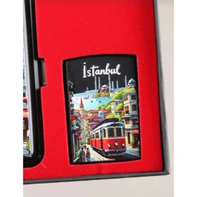 Resim Fagena Store Mavi Jet Alevli Çakmak Sigara Tabakası Kutulu Set 