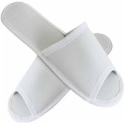 Resim 50 Çift Biyeli Spa Terliği Önü Açık Kaymaz Tabanlı Beyaz Otel Terliği Tek Kullanımlık Kullan At Beyaz 