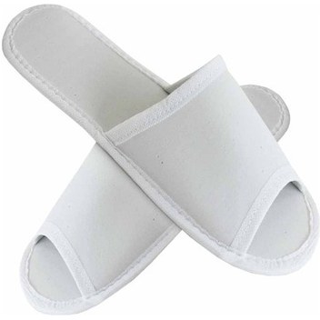 10 Çift Overloklu Siyah Tela Otel Terliği Tek Kullanımlık Kullan At Beyaz