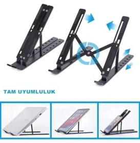 Resim Taşınabilir 10 Kademeli Sert Plastik Laptop Stant Bilgisayar Stant Notebook Stant Tüm Laptoplarla Uyumlu Bilgisayar Standı Taşınabilir Kaymaz Stant Dizüstü Bilgisayar Stantı 