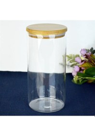 Resim Konak Züccaciye Bambu Kapaklı Yuvarlak Kavanoz Battal 1300 Ml 