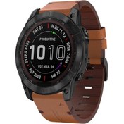 Resim Garmin Instinct 2x Güneş Derisi Çelik Toka Saat Bandı İçin Kahverengi 