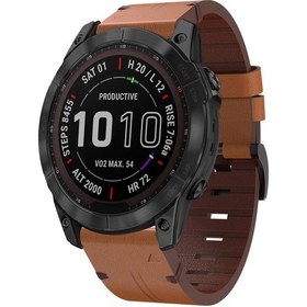 Resim Garmin Instinct 2x Güneş Derisi Çelik Toka Saat Bandı İçin Kahverengi 