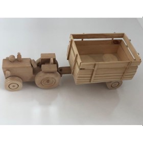 Resim Ahşap Boyanabilir Büyük Boy Oyuncak Traktör 