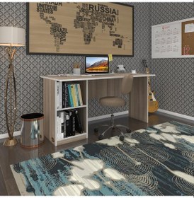 Resim Kenzlife Ofis Masası Yoko Ono Crd Sol 75 130 60 Raflı Dolap Eşkenar Bilgisayar Çalışma Masası Beyaz 