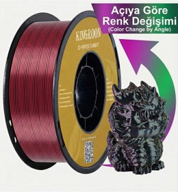 Resim Üç Renkli Silk Pla Filament Altın-fuşya-siyah Canlı Parlak Renk Geçişi 1.75mm 1kg 