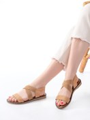 Resim 205-04 Bej Tek Bantlı Lastikli Hakiki Deri Ortopedik Taban Ka... Bej 