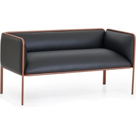 Resim Hunt Mobilya Hando Siyah Deri Ikili Ofis Kanepesi 