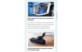 Resim Philips Turbo Fırçalı Yüksek Performanslı Torbasız Elektrikli Süpürge, Kompakt Tasarım, H13 Alerjik Filtreli, Lambader Hediye 