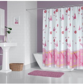 Resim Banyo Duş Perdesi 6020 120x200 Perde Borusu Askı Aparatı 90x130 Hediyeli Çok Renkli 