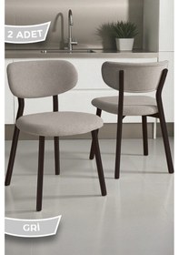 Resim Canisa Toldy Serisi 2 Adet Gri Bukle Kumaş Mutfak Sandalyesi Kahverengi Metal Ayak Gri Sandalye Ayaklar Kahve 