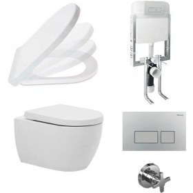 Resim Turkuaz Cerastyle City Rimless Asma Klozet Gömme Rezervuar Tam Set 