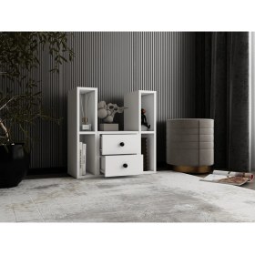 Resim Nettrends Modüler Depolamalı Ofis Sehpası Çekmeceli Yan Ünite Açık Raflı Tasarım BEYAZ-NRG-OFS-S-1001 