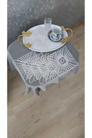 Resim ZESA HOME 6 Lı Kahve Yanı Şık Sunum Peçeteleri Tül Güpürlü 