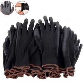Resim 20 adet/10 Çift Güvenlik İş Eldiveni - PU Deri Kaplı, Siyah, Depo, Makine, İnşaat, Bahçe, Ahşap İşleri için Kaymaz Tutuş, Katlanabilir ve Yıkanabilir, İş Eldivenleri, İnşaat Eldivenleri, Dayanıklı Kumaş Eldivenler 