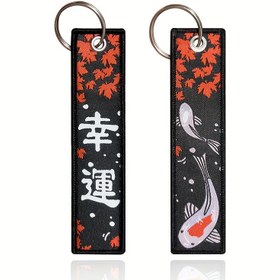 Resim Her İki Taraftan Dokuma Sevimli Anime Etiket Anahtarlık Motosiklet Araba Sırt Çantası Anahtarlık Tatil Hediyeleri 