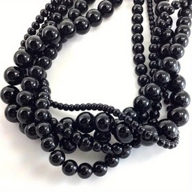 Resim AAA Doğal Obsidyen Boncuklar - 4mm, 6mm, 8mm, 10mm Yuvarlak Gevşek Boncuklar Takı Yapımı için, Bilezikler, Kolyeler & Küpeler - DIY El İşleri için Dayanıklı Parlak Siyah Boncuklar 