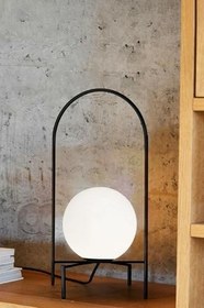 Resim Bohhem Luna Gerçek Camlı Siyah Metal Gövdeli Masa Lambası Abajur Siyah 