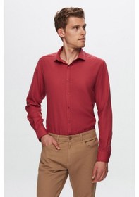Resim D's Damat Erkek Gömlek Slim Fit Bordo Renk 6EF02ORT00288 Bordo 