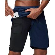 Resim Mooly Unisex Koşu Ve Antrenman Sporcu Şortu 2 In 1 Navy 