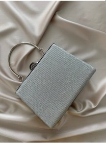 Resim Öznora Kadın Gümüş Simli Abiye, Clutch Gece Çantası Std 