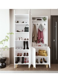 Resim Padova Portmanto Vestiyer Ayakkabılık 6 Kapaklı 4 Askılı Beyaz 