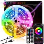 Resim Akıllı Yatak Odası LED Işıkları, RGB Müzik Senkronizasyon Bar Işıkları, 44 Tuşlu Uzaktan Kumanda + Uygulama Kontrolü, Çoklu Modlar, Karartma, Yanıp Sönen, Yatak Odası, Oturma Odası, Cadılar Bayramı, Noel Hediyeleri, Tatil Partileri ve Düğün Süslemeleri için Uygun 