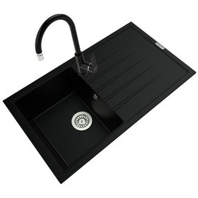 Resim Polex Cristal Lux Granit Eviye P-03+Swan-3 Siyah 