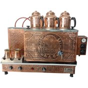 Resim 3 Gözlü Bakır Tam Otomatik Çay Kazanı Elektrik + Doğalgazlı Ce'li 