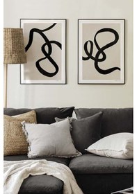 Resim 2 Parça Ahşap Çerçeve Görünümlü Mdf Tablo Seti 20x30 Cm - Model 17 - Ersy2mdfmodel17 