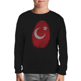 Resim DNA'mızda Var - Ay Yıldız Siyah Çocuk Sweatshirt 