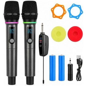 Resim Jrl Wn-08 Çift El Tipi Kablosuz Uhf Mikrofon Seti - Şarj Edilebilir Karaoke Ve Sahne Mikrofonu 