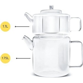 Resim Tobby Borosilikat Şeffaf Cam Çaydanlık 1.1l+1.75l 
