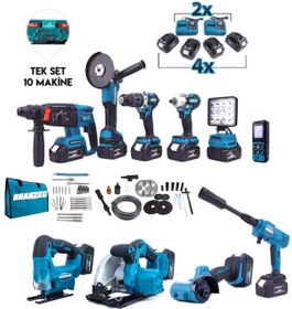 Resim Branzeg BRZNC3 10'lu Matkap Seti + 4X Batarya 